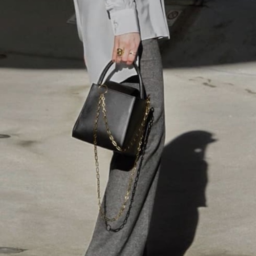 Paris Yin | Spacious Black Cubic Mini bag with Gold Chain